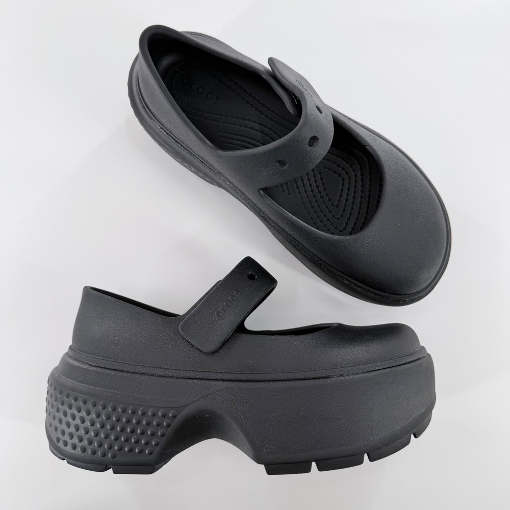 Crocs Stomp Mary Jane Platform Clogs Black Chunky Lug Sole Y2K Shoes Womens 6